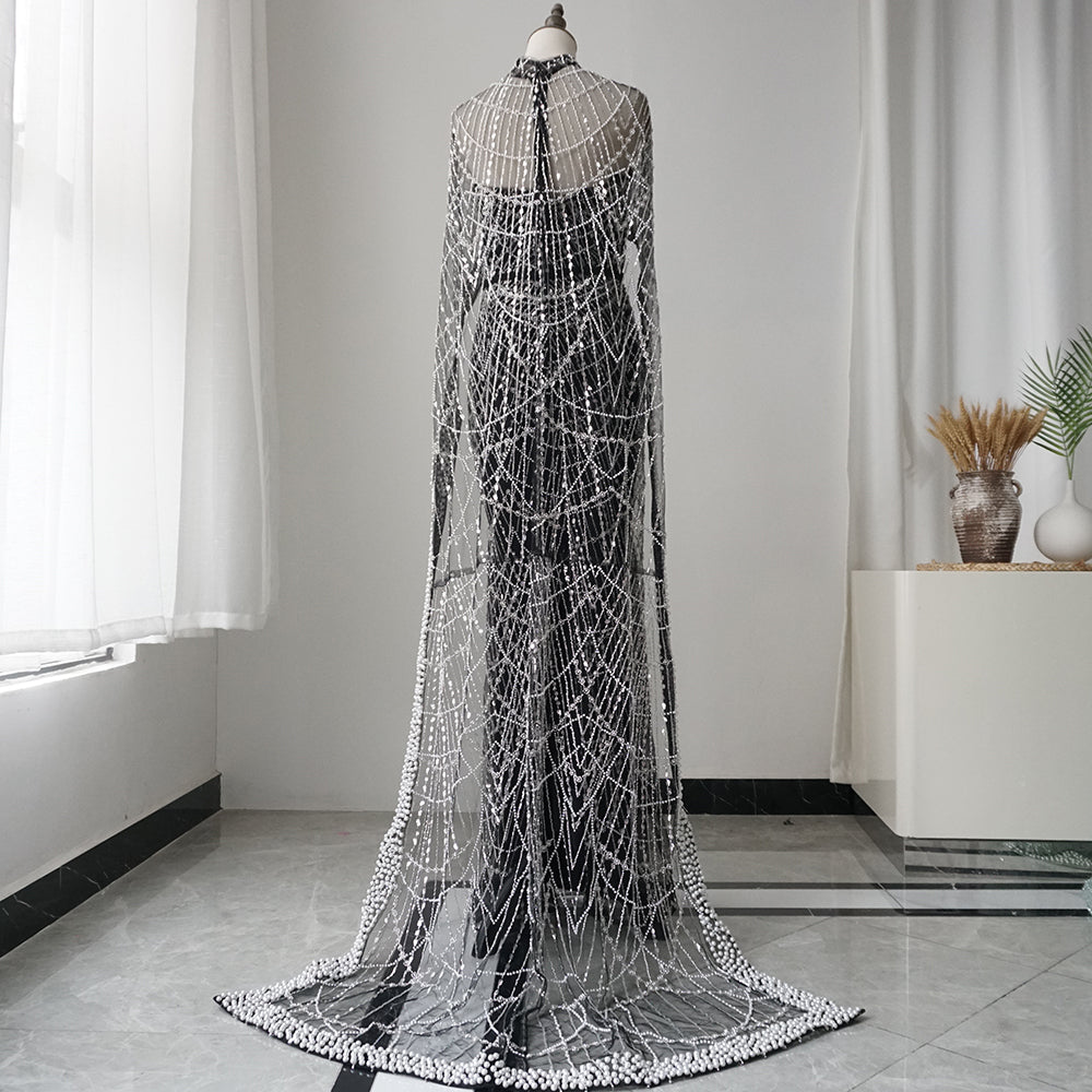 Alacati Nude Mermaid Long Cape Luxury Saudi Arabic Evening Dresses Gowns 2025 For Formal Occasion  Customized ED500458