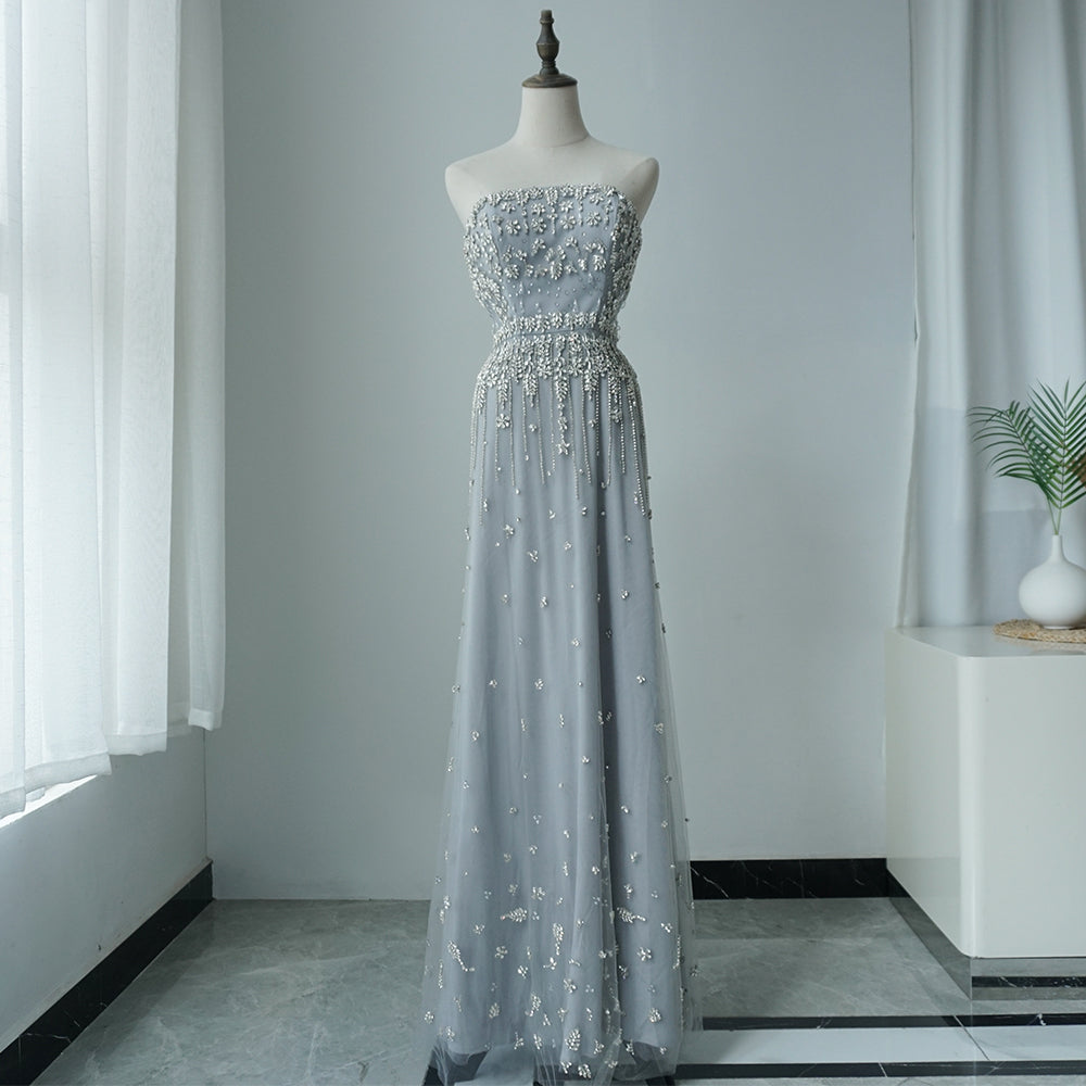 2025 Black Beaded Mermaid Evening Dresses Gowns with Puff Sleeves Overskirt for Formal Occasion