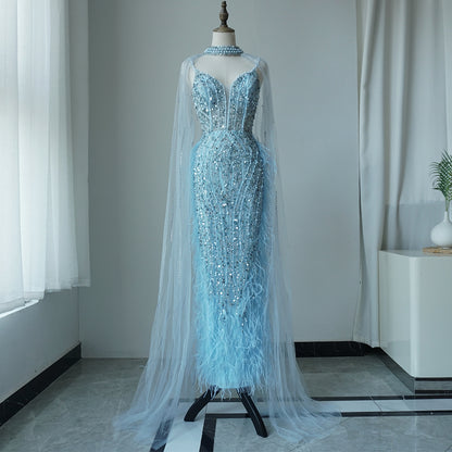Alacati White Nude Mermaid Spaghetti Strap Beaded Feather Evening Dresses Prom Gowns 2025 For Woman Wedding Party Customized ED500522