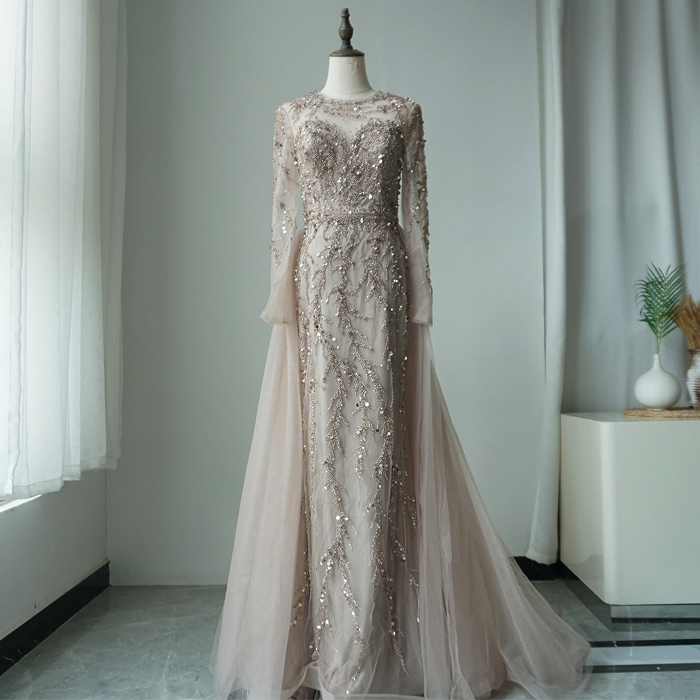 Muslim Green Elegant Mermaid Lace Beaded Luxury Long Evening Dresses Gowns For Women Wedding Party 2025 ED500611
