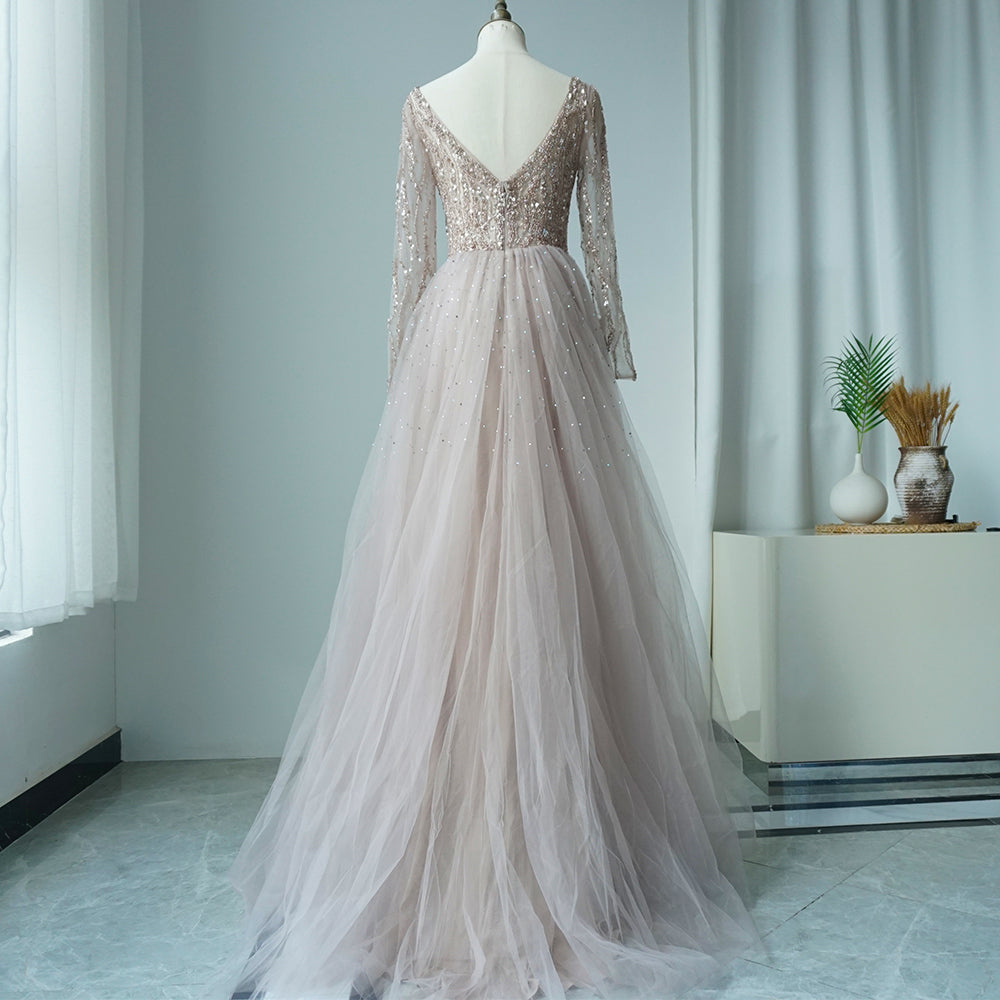 Lilac Mermaid Evening Dresses Luxury Dubai Long Sleeves ED500621