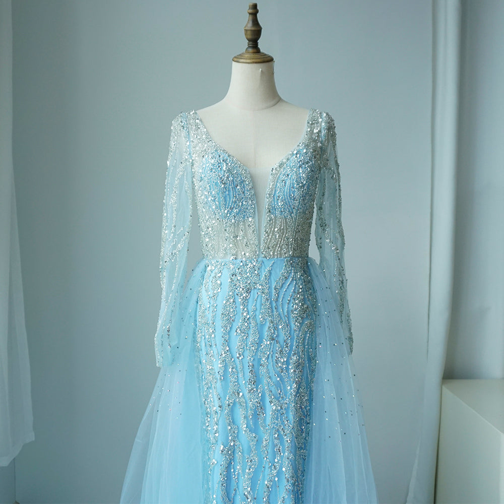 Lilac Mermaid Evening Dresses Luxury Dubai Long Sleeves ED500621