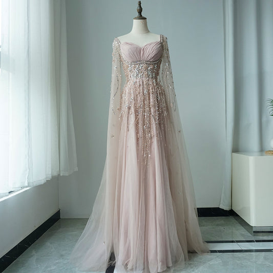 Champagne Dubai Evening Dresses Luxury Women Wedding Party Gown ED500619