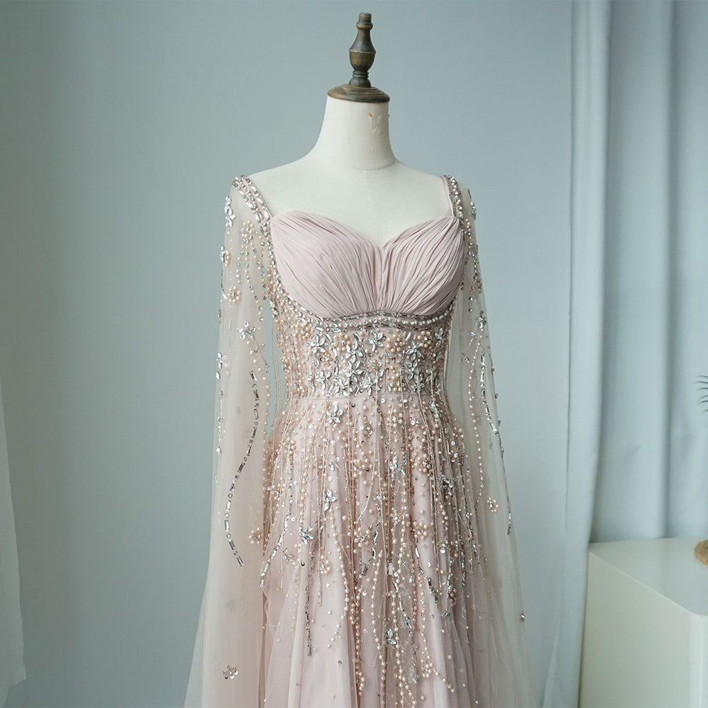 Champagne Dubai Evening Dresses Luxury Women Wedding Party Gown ED500619