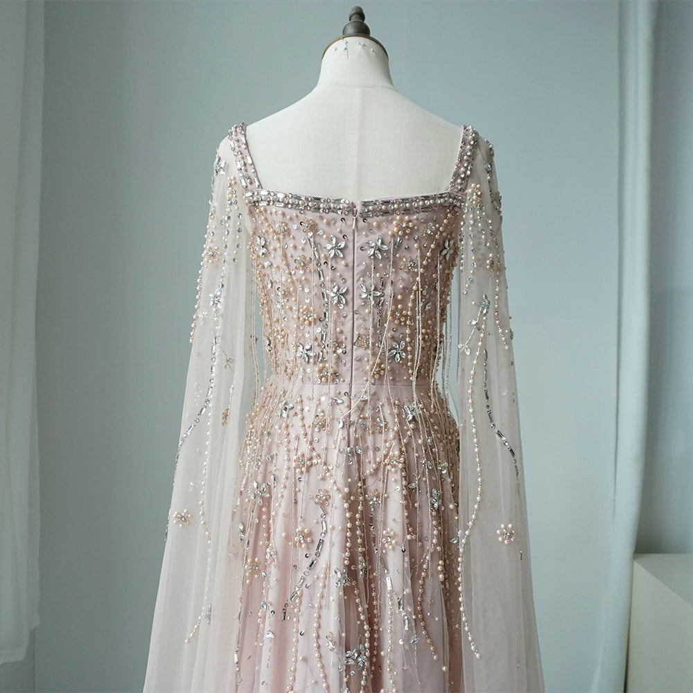 Champagne Dubai Evening Dresses Luxury Women Wedding Party Gown ED500619
