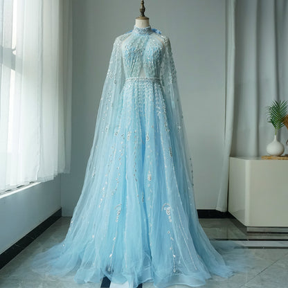 Luxury Evening Dress with Cape Sleeve Long ED500618