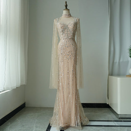 2025 Luxury Dubai Nude Sweetheart Mermaid Beaded Evening Gowns for Women Party ED500623