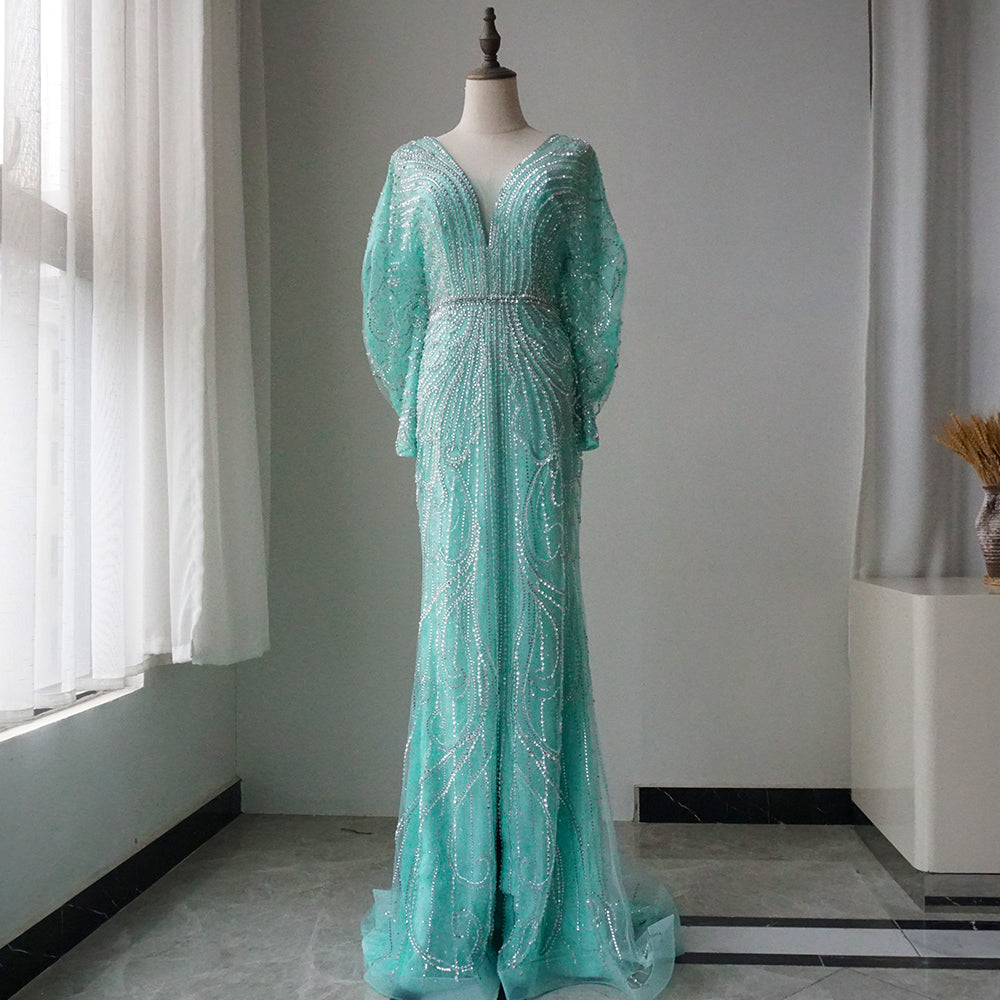 Luxury Arabic Tiffny Mermaid Beaded Evening Dresses Gowns ED500664