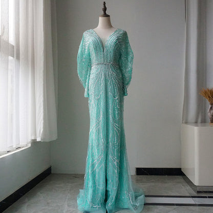 Luxury Arabic Tiffny Mermaid Beaded Evening Dresses Gowns ED500664