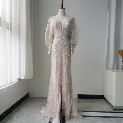 Luxury Arabic Tiffny Mermaid Beaded Evening Dresses Gowns ED500664