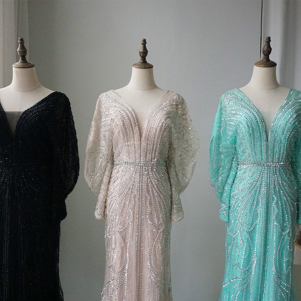 Luxury Arabic Tiffny Mermaid Beaded Evening Dresses Gowns ED500664