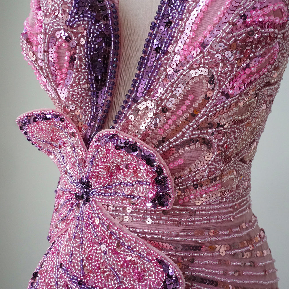 2025 Saudi Arabic Pink Mermaid Evening Dress with High Split for Formal Occasion