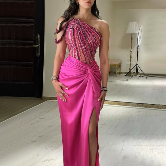 Luxury Designer Fuchsia Evening Dresses Dubai Gown for Special Occasion Dresses