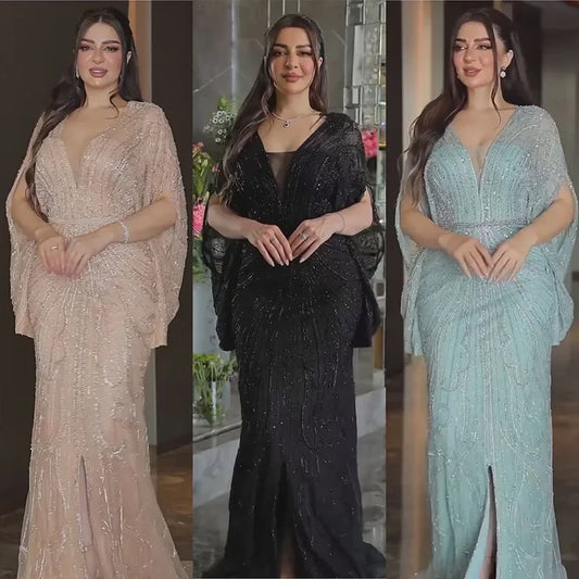 Luxury Arabic Tiffny Mermaid Beaded Evening Dresses Gowns ED500664