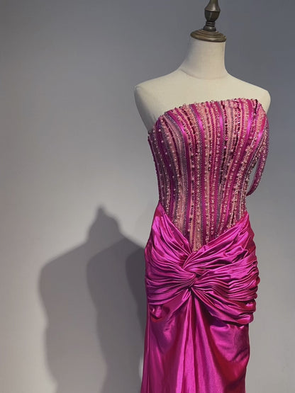 Luxury Designer Fuchsia Evening Dresses Dubai Gown for Special Occasion Dresses