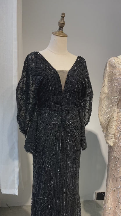 Luxury Arabic Tiffny Mermaid Beaded Evening Dresses Gowns ED500664